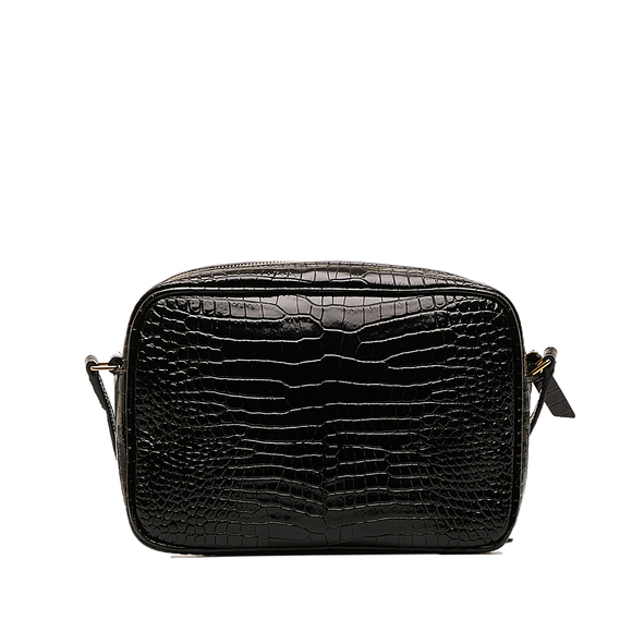 Pre-Loved Saint Laurent Medium Croc Embossed Patent Camera Bag - Picture 3 of 10